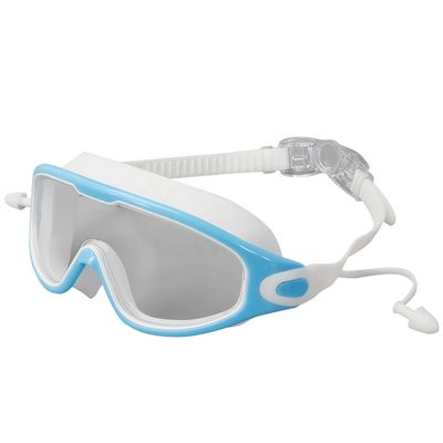 Adult swimming goggles with silicone waterproof and anti-fog integrated earplugs, large frame swimming goggles, cross-border OEM customized swimming goggles for men and women, electroplated.