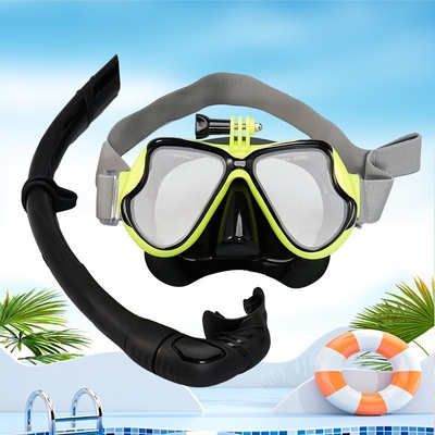 Full Dry Snorkel Mask Silicone Scuba Mask With Camera Mount Tempered Glass