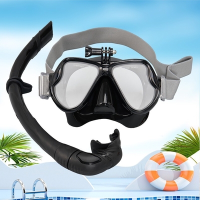 Full Dry Snorkel Mask Silicone Scuba Mask With Camera Mount Tempered Glass