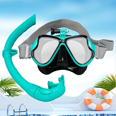 Full Dry Snorkel Mask Silicone Scuba Mask With Camera Mount Tempered Glass