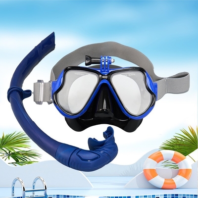 Full Dry Snorkel Mask Silicone Scuba Mask With Camera Mount Tempered Glass