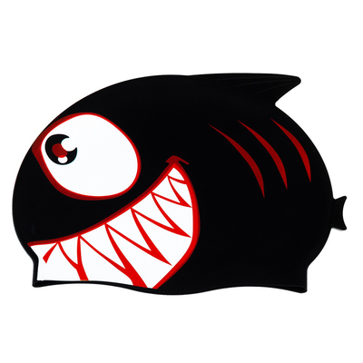 Customized Shark Swim Hat Highly Elastic Screen Printing Kids Swimming Caps Odourless