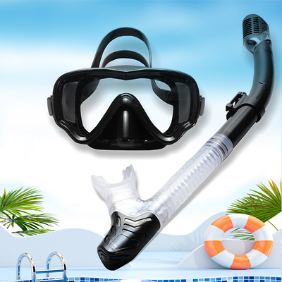 Snorkel Set Adults Snorkeling Gear Anti-Fog Panoramic View Swim Mask Dry Top Snorkel Kit with Carry Bag for Snorkeling Scuba Diving Swimming Travel