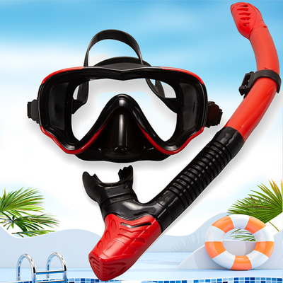 Snorkel Set Adults Snorkeling Gear Anti-Fog Panoramic View Swim Mask Dry Top Snorkel Kit with Carry Bag for Snorkeling Scuba Diving Swimming Travel
