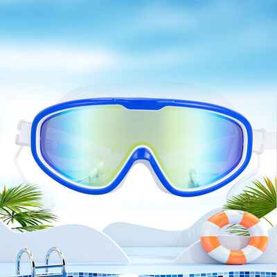 「Pro-Grade Iridescent Coated Swim Goggles」Anti-Fog UV Protection Swim Goggles | Fog-Free Leakproof Wide View + Built-in Earplugs