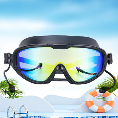 「Pro-Grade Iridescent Coated Swim Goggles」Anti-Fog UV Protection Swim Goggles | Fog-Free Leakproof Wide View + Built-in Earplugs