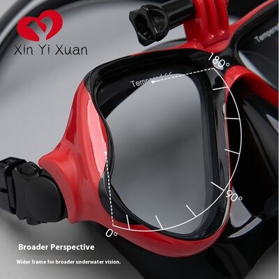 Professional Diving Mask with Foldable Buckle & Camera Mount, Anti-Fog Tempered Glass Snorkeling Gear for Adults
