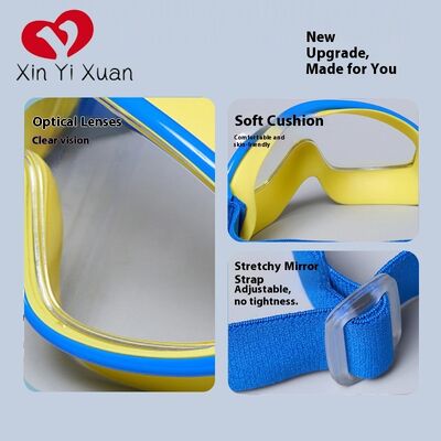 New style children's frame swimming goggles with headbands. Large frame silicone swimming glasses. Colorful electroplated waterproof and anti-fog goggles.