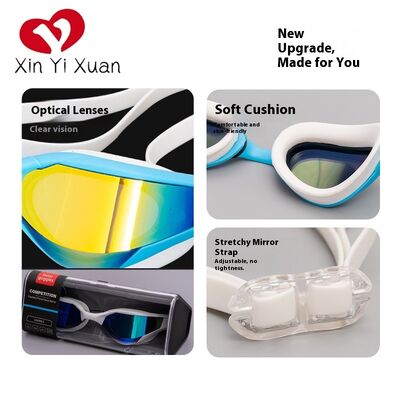 Adult size silicone waterproof and anti-fog swimming glasses. Cross-border for both men and women. Factory customized OEM/ODM high-definition anti-fog swimming goggles.