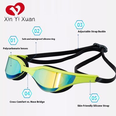 New adult swimming goggles - high-definition, waterproof, anti-fog large frame, silicone free adjustment, suitable for both men and women, factory customized outdoor swimming goggles