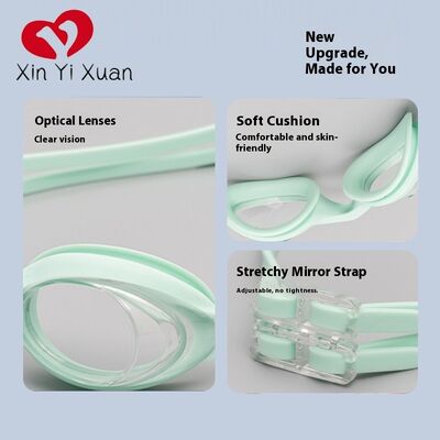 Children's swimming goggles with silicone integrated waterproof and anti-fog design. OEM processing and customization available.