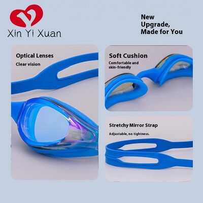2025 New Model Adult Customized Swimming Goggles - Silicone Anti-Fog Swimming Goggles - Professional Nose-Clamp Earplugs Swimming Cap - Men's and Women's Electroplated Swimming Goggles