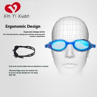 2025 New Model Adult Customized Swimming Goggles - Silicone Anti-Fog Swimming Goggles - Professional Nose-Clamp Earplugs Swimming Cap - Men's and Women's Electroplated Swimming Goggles