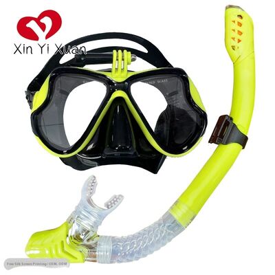 Full Dry Snorkel Mask Silicone Scuba Mask With Camera Mount Tempered Glass