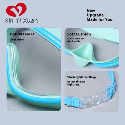 New model children's swimming goggles - high-definition waterproof and anti-fog large-frame silicone integrated earplugs for both men and women - cross-border outdoor customized swimming goggles