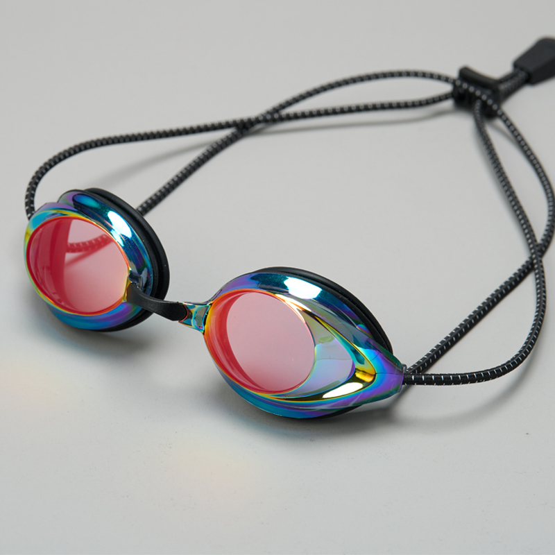 Adult Swim Goggles， Strap Swimming Goggles No Hair Pulling Mirrored/Clear Lens Goggles Easy Adjust， Full Protection