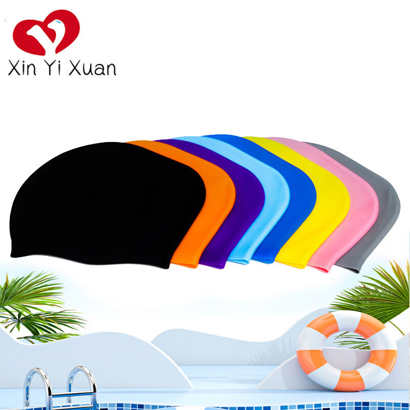 Adult women's long hair swimming cap with customizable LOGO, high elasticity, ear protection, waterproof - silicone swimming cap manufacturer for wholesale