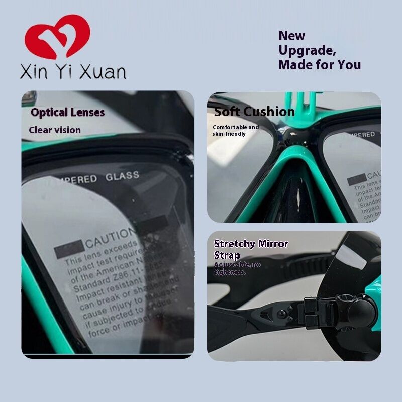 Professional Diving Mask with Foldable Buckle & Camera Mount, Anti-Fog Tempered Glass Snorkeling Gear for Adults