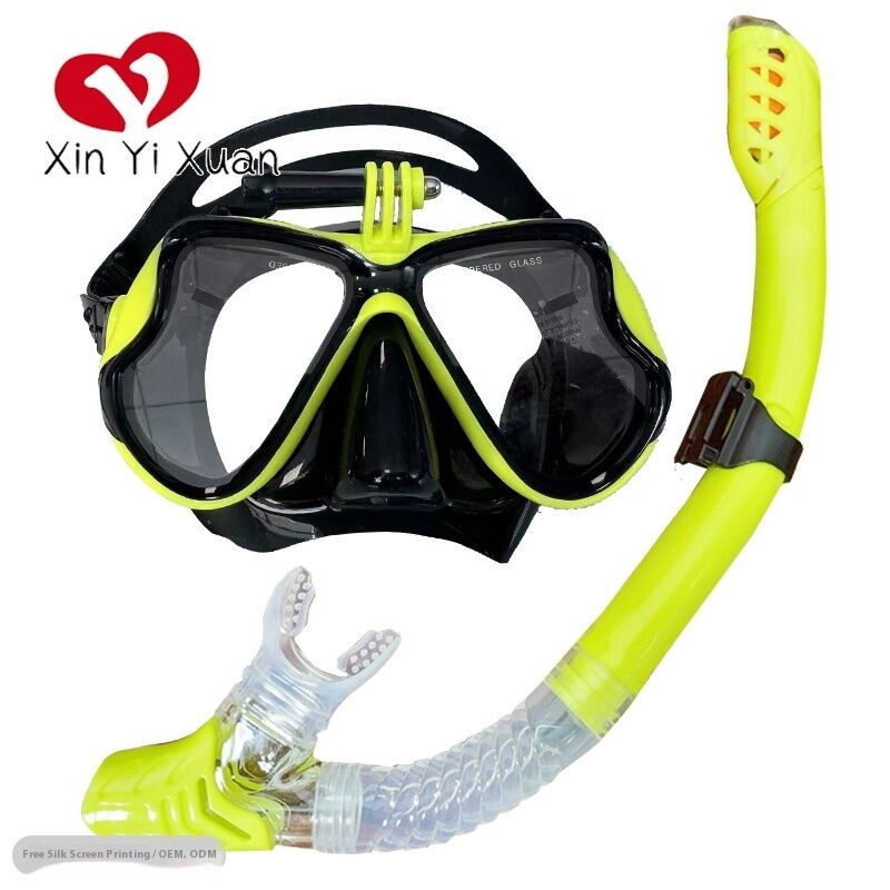 Adult swimming mask, wet breathing tube set, elastic fabric head-mounted snorkel mask, custom tempered glass diving mask