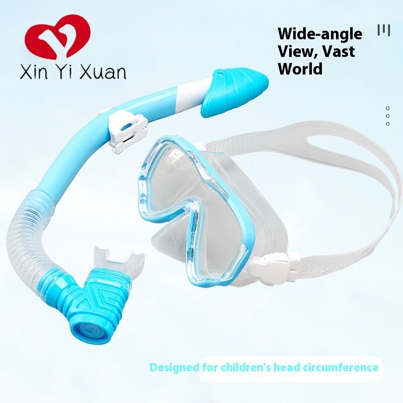 Children's diving mask breathing tube set. Floatation mask silicone dry-type breathing tube. Diving goggles OEM processing and customization.