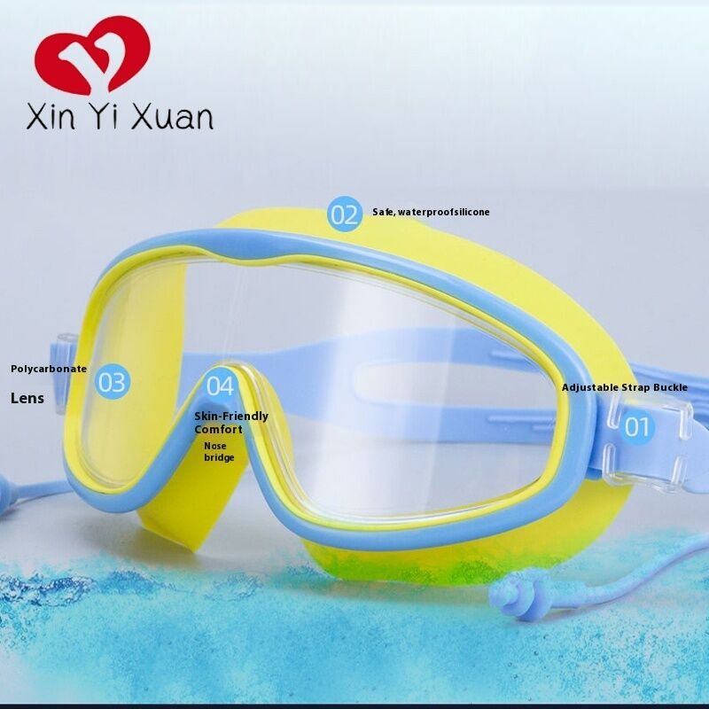 Kids-Swim-Goggles with Bungee Strap Wide View Anti Fog UV Swimming Mask Pool Goggle for 3-14 Toddlers Girls Boys