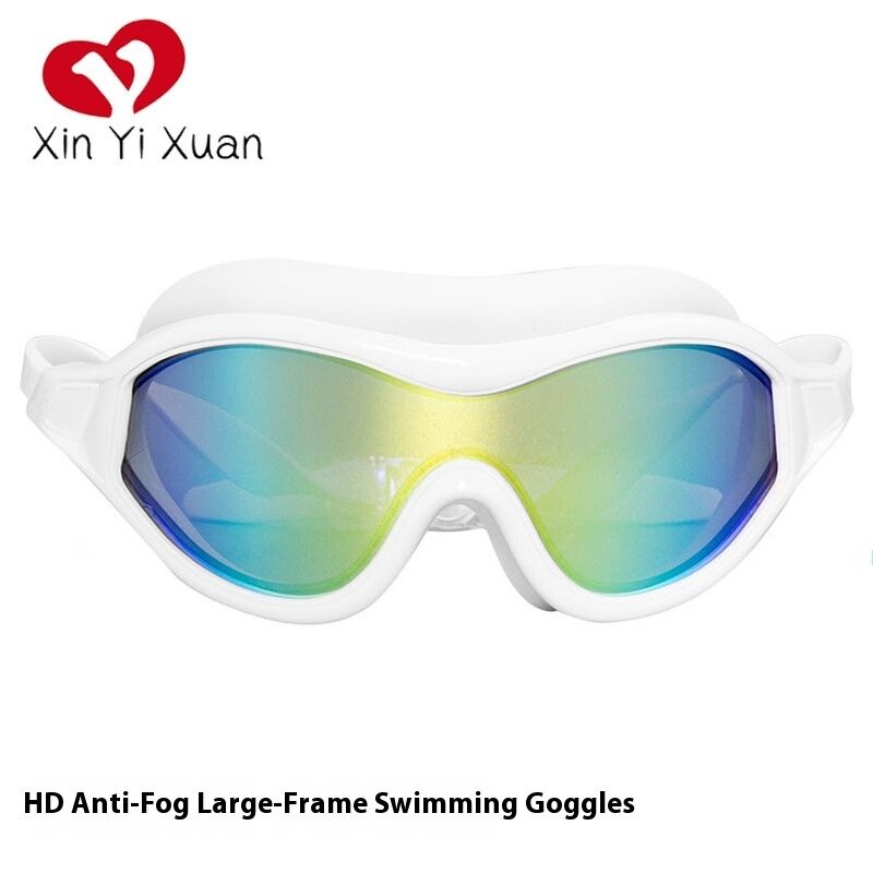 2025 Custom Large Frame Swimming Goggles - Glittering Electroplated - Adult Swimming Goggles - Anti-fog Silicone Swimming Goggles