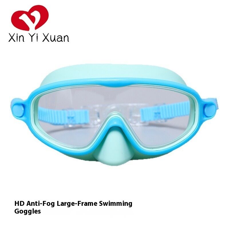 New model children's swimming goggles - high-definition waterproof and anti-fog large-frame silicone integrated earplugs for both men and women - cross-border outdoor customized swimming goggles