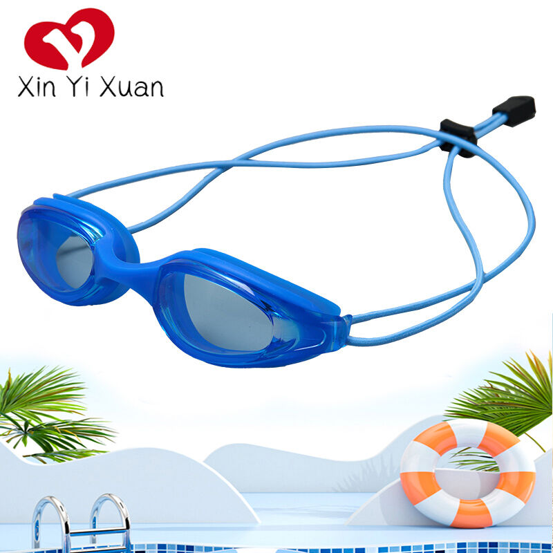 New style swimming goggles with elastic head straps. Professional adult swimming goggles for training and outdoor use with anti-fog feature. Colorful electroplated swimming goggles.