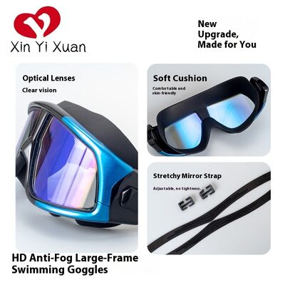 2025 New Model Professional Myopia Swimming Glasses for Adults - Large Frame Silicone Anti-Fog Swimming Glasses - Customized by Factory for Adults - Waterproof Protective Goggles