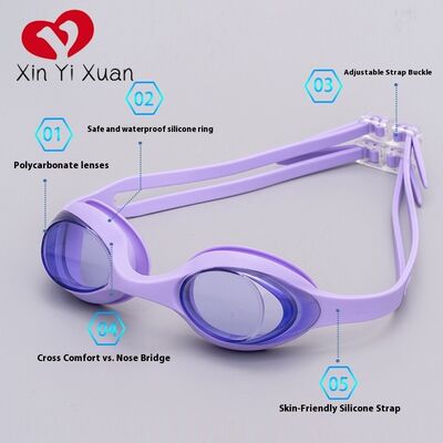 Children's swimming goggles with silicone integrated waterproof and anti-fog design. OEM processing and customization available.