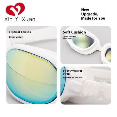 New style adult large-frame swimming goggles with high-definition waterproof and anti-fog function. Customized with logos for both men and women. Ready-to-ship swimming goggles for wholesale.