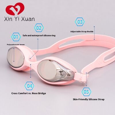 Adult silicone swimming goggles, suitable for both men and women. Electroplated high-definition waterproof and anti-fog silicone swimming goggles. Customizable logo by the manufacturer.