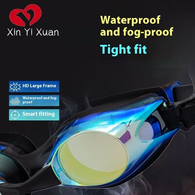 Adult Anti-Fog Waterproof Swimming Goggles, HD PC Lens with Soft Silicone Eye Seal and Adjustable Silicone Head Strap