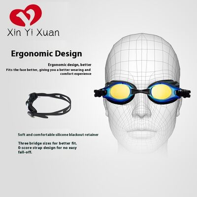 Adult Anti-Fog Waterproof Swimming Goggles, HD PC Lens with Soft Silicone Eye Seal and Adjustable Silicone Head Strap