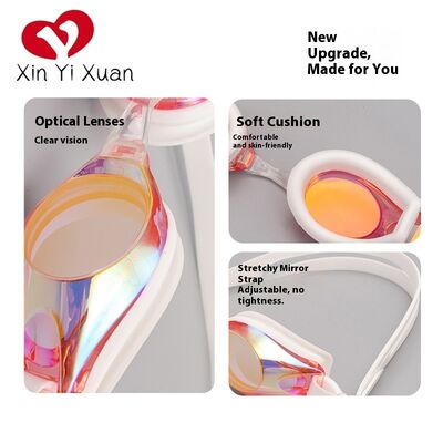 Adult Anti-Fog Waterproof Swimming Goggles, HD PC Lens with Soft Silicone Eye Seal and Adjustable Silicone Head Strap