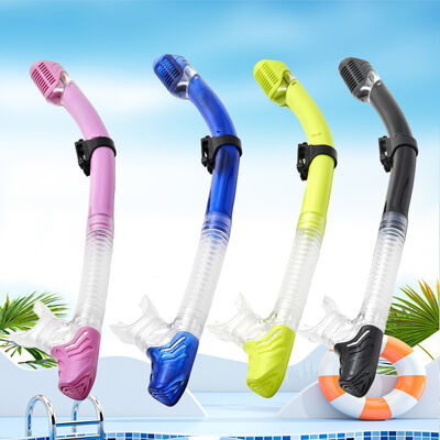 Dry Top Snorkel with Anti-Choking Design, Food-Grade Silicone Mouthpiece, Adjustable Clip Snorkeling Gear